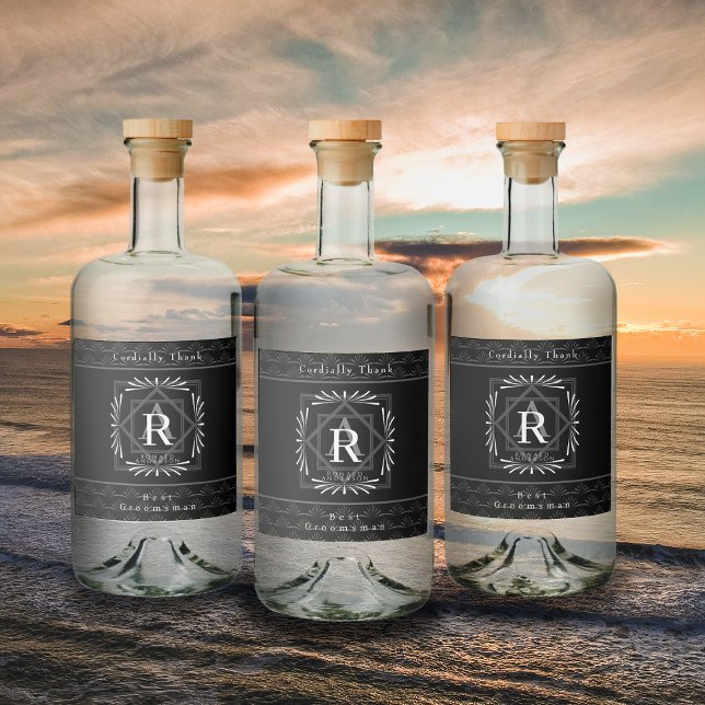 Snyggt Ram Black Monogram Spritflaskor Etikett (Skapare uppladdad)