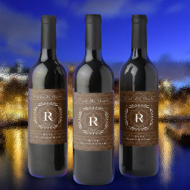 Snyggt Ram Brown Monogram Vinflaska Etikett
