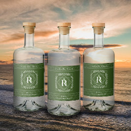 Snyggt Ram Grönt Monogram Spritflaskor Etikett