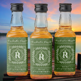 Snyggt Ram Grönt Monogram Spritflaskor Etikett