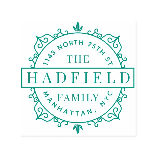 Snyggt Ram & Modern Family Namn Returadress Självfärgande Stämpel (Design)