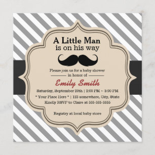 Snyggt Rand Mustache Little Man Baby Shower Inbjudningar