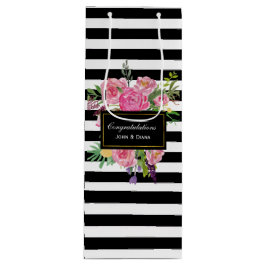 Snyggt Rand och Flowers Vin Gift Bag