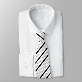 Snyggt Randig Mönster Black and White Neck Tie Slips