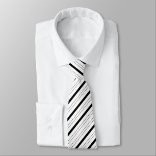 Snyggt Randig Mönster Black and White Neck Tie Slips