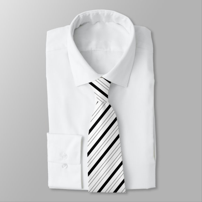 Snyggt Randig Mönster Black and White Neck Tie Slips (Bunden)
