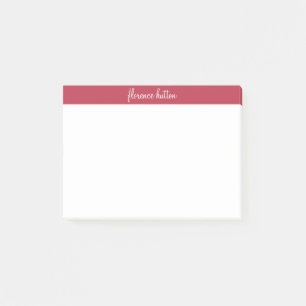 Snyggt Raspberry Red & White Script Monogram Post-it Block