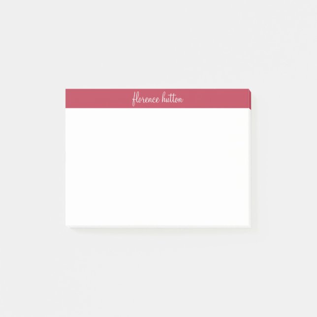 Snyggt Raspberry Red & White Script Monogram Post-it Block (Framsida)