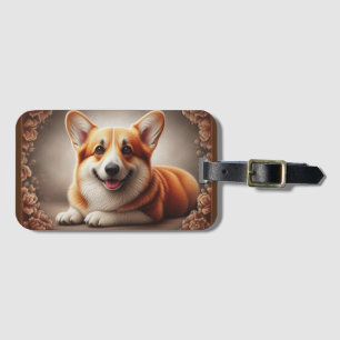 Snyggt Realistic Colorful Gräns Corgi Hund Browen Bagagebricka