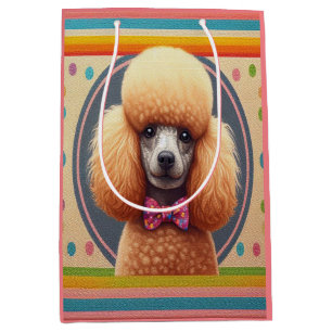 Snyggt Realistisk Cute Pudel Hund Colorful Gräns
