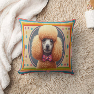 Snyggt Realistisk Cute Pudel Hund Colorful Gräns Kudde