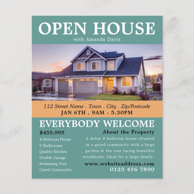 Snyggt Realtor Open House-reklam Flygblad (Framsidan)