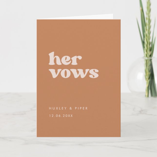 Snyggt rebrunt socker Hennes vows bröllop vows Kort (Framsida)