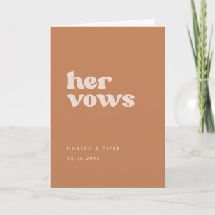 Snyggt rebrunt socker Hennes vows bröllop vows Kort