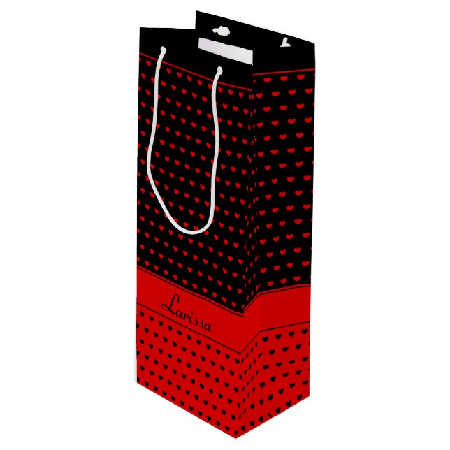 Snyggt Red and Black Hearts Mönster, eget namn (Framsidan Vinklad)