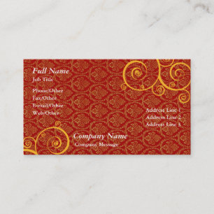 Snyggt Red and Guld Swirl Business Card-mall Visitkort