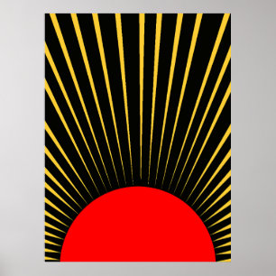 Snyggt Red and Gult Sol Rays Poster