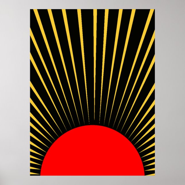 Snyggt Red and Gult Sol Rays Poster (Framsidan)