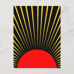 Snyggt Red and Gult Sol Rays Vykort