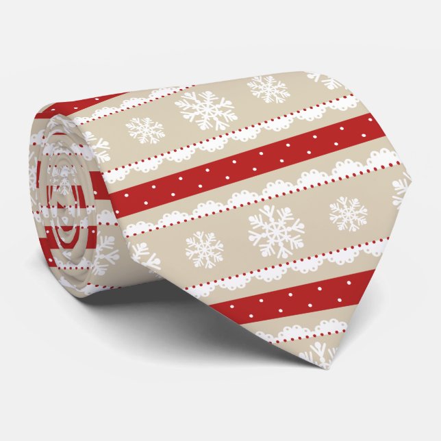 Snyggt Red Beige White jul Snöflingor Slips (Rullad)