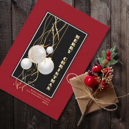 Snyggt Red Black Guld jul Baubles Julkort
