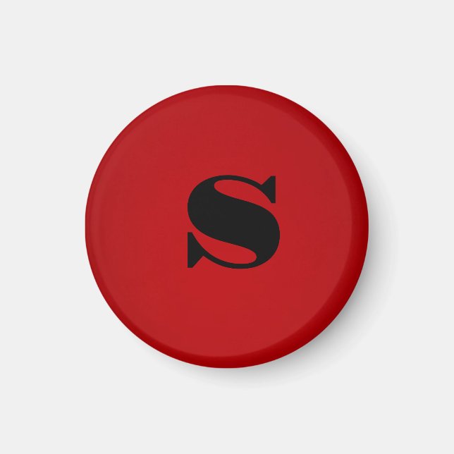 Snyggt Red Black Monogram Initial Professionell Magnet (Framsidan)