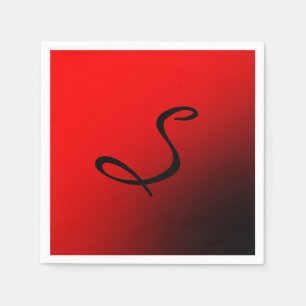 Snyggt Red Black Monogram Initial Professionell Pappersservett