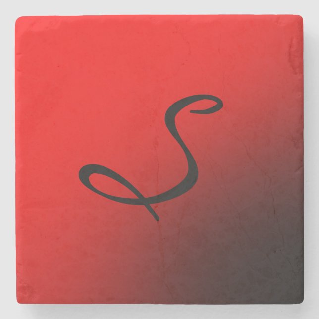 Snyggt Red Black Monogram Initial Professionell Stenunderlägg (Framsidan)