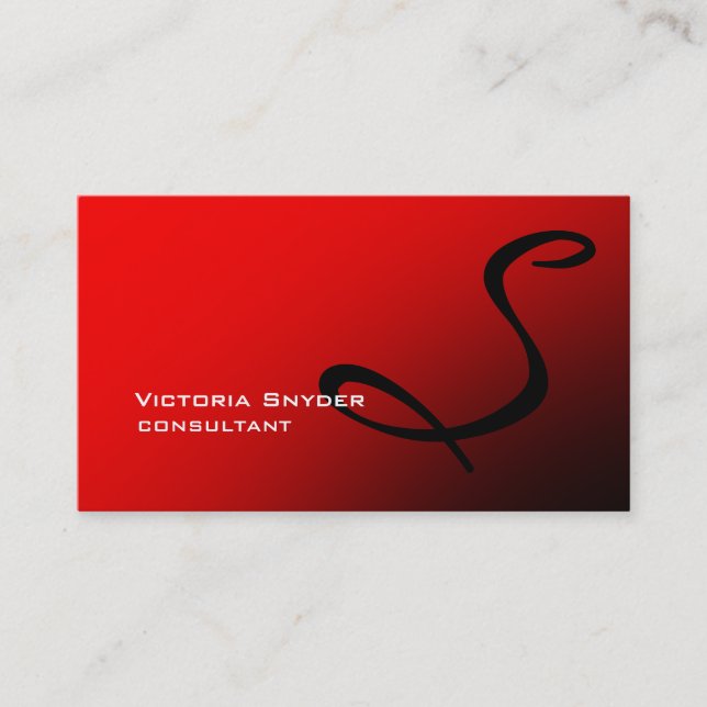 Snyggt Red Black Monogram-Professionell Visitkort (Framsida)