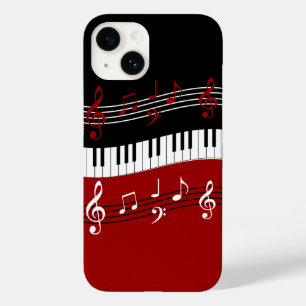 Snyggt Red Black White Piano Nycklar och Notes