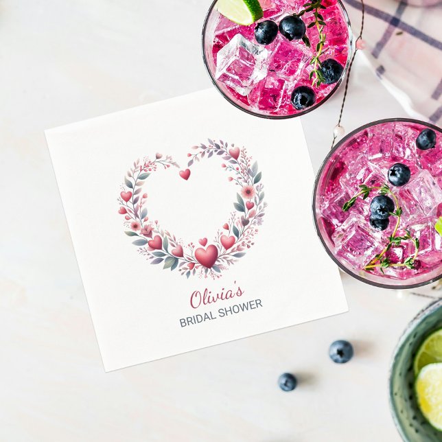 Snyggt Red Blommigt Heart Möhippa Pappersservett (Skapare uppladdad)