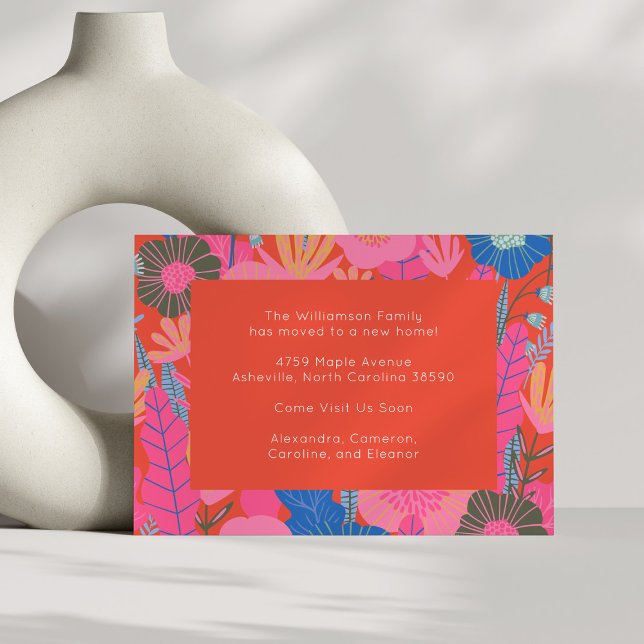 Snyggt Red Blommigt Vi Flyttat ny Flytta i hemmet Meddelande (Skapare uppladdad)