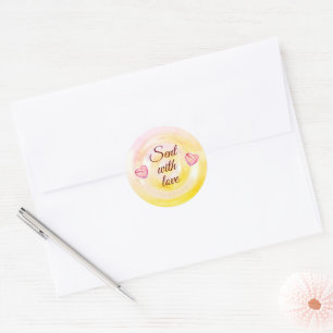 Snyggt Red Button Heart Script Cute Quotes Classi Runt Klistermärke