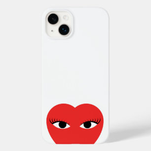 Snyggt Red Cute Heart med Öga på vitt