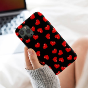 Snyggt Red eart kärlek mönster på Black