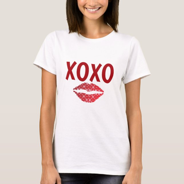 Snyggt Red Färg Lip XOXO T Shirt (Framsida)