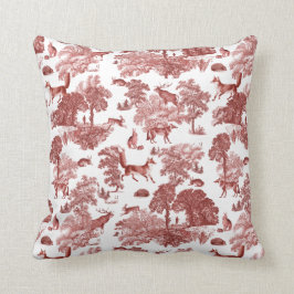 Snyggt Red Fransk Toile Fox Rabbit i Forest Kudde