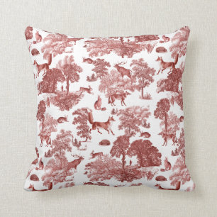 Snyggt Red Fransk Toile Fox Rabbit i Forest Kudde