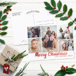 Snyggt Red God jul 5 Photo Collage Helg Vykort<br><div class="desc">Dessa roligtar och moderna vykort för helgdag är perfekter för att skicka ut till familj och vänner denna jul. Utformningen har en röd typografi "God jul" med en 5-fotokollage som är lätt att ändra för att göra den personlig för dig och din familj.</div>