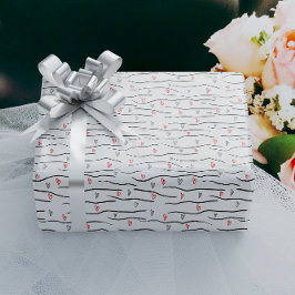 Snyggt Red Grått Hearts and Strippes Mönster Presentpapper