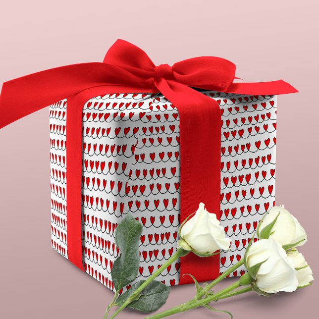 Snyggt Red Hearts Mönster valentines day Presentpapper (Skapare uppladdad)