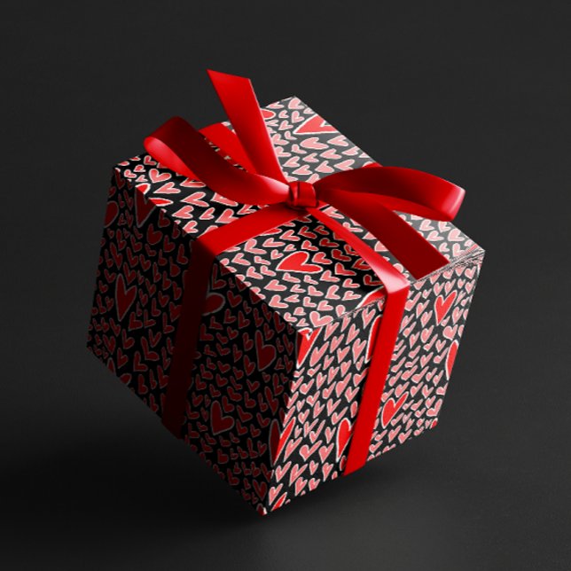 Snyggt Red Hearts Mönster valentines day Presentpapper (Skapare uppladdad)