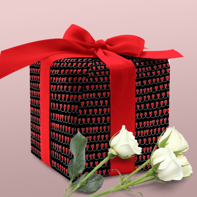 Snyggt Red Hearts Mönster valentines day Presentpapper (Skapare uppladdad)
