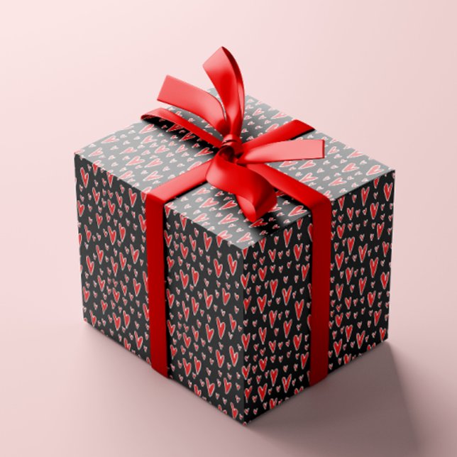 Snyggt Red Hearts Mönster valentines day Presentpapper (Skapare uppladdad)