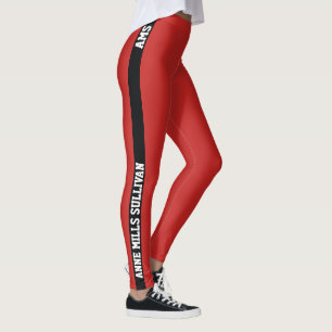Snyggt Red Leggings med Namn & Initialer