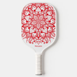 Snyggt Red Mandala Flower Boho Namn & Initialer