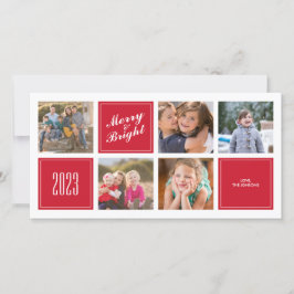 Snyggt Red Merry Bright 5 Collage Photo Card Julkort