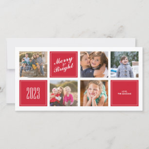 Snyggt Red Merry Bright 5 Collage Photo Card Julkort