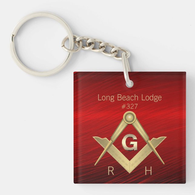 Snyggt Red Monogrammed Masonic Keychain (Framsidan)
