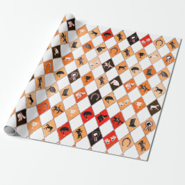 Snyggt Red Orange Equestrian Diamond Mönster Presentpapper